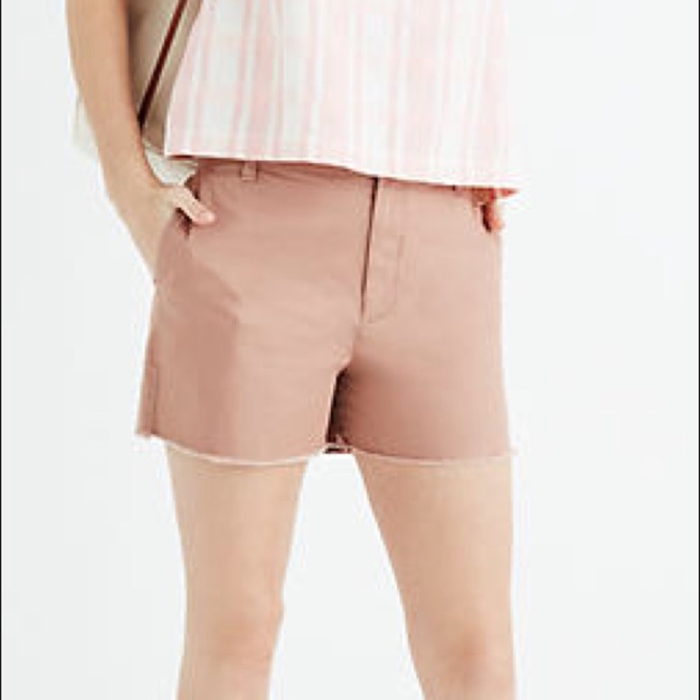 MADEWELL | High-rise Twill Raw Hem Shorts